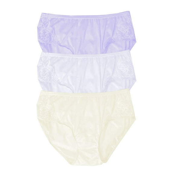 Shadowline Lingerie by Velrose Nylon Hipster Panty with Lace, 3-Pack 11182/11182X-3PK