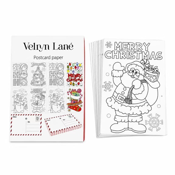 Velryn Lan Postcard paper Christmas DIY coloring postcards, with cartoon patterns