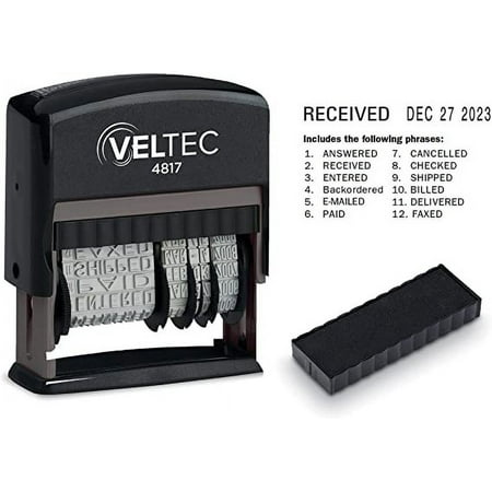 Veltec 4817 Date Stamp with 12 Changeable Messages
