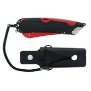 Veltec EZ-2000 Safety Box Cutter Utility Knife, Tape Splitter at Back, 3 Blade Depth Setting, Squeeze Trigger and Dual Side Edge Guide, 2 Blades (Red)