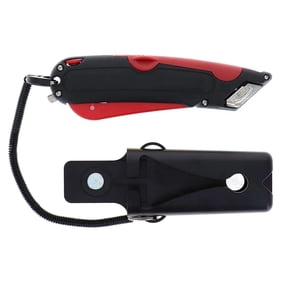 Veltec EZ-2000 Safety Box Cutter Utility Knife, Tape Splitter at Back, 3 Blade Depth Setting, Squeeze Trigger and Dual Side Edge Guide, 2 Blades (Red)