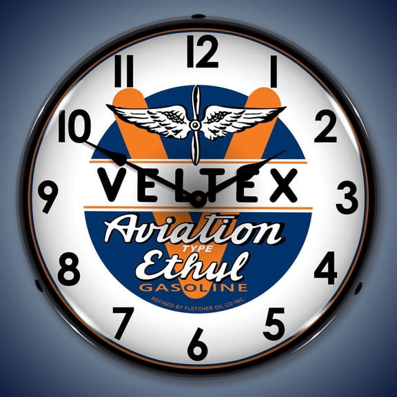 Veltex Aviation Gas Wall Clock, Lighted: Airplane Theme