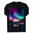 thumbnail image 1 of Velto 100% Cotton Alaska Landscape Aurora Borealis Northern Lights Vacay Merch T-Shirt All Size S-5XL, 1 of 5