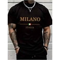 thumbnail image 1 of Velto 100% Cotton Men's Milano Italy Graphic Print T-Shirt | Black Crew Neck S All Size S-5XL, 1 of 5