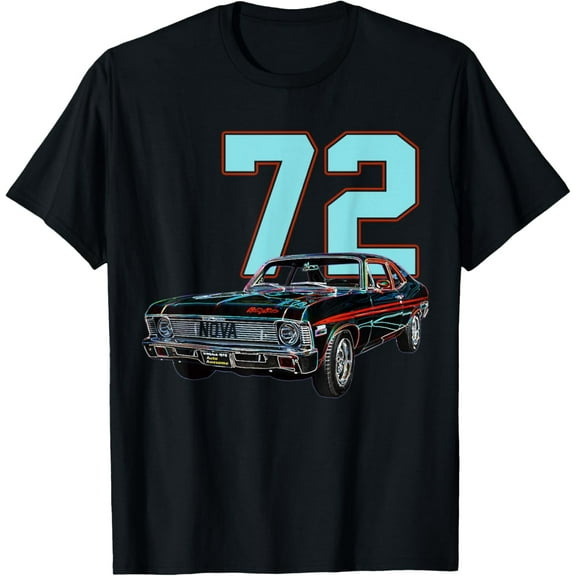 Velto 1972 72 Chevys Nova 2 Classic Car Old School Muscle Blue Car T-Shirt All Size S-5XL