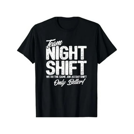 Velto 1pc Team Night Shift Graphic Tee - Casual Cotton T-Shirt with Geometric Pattern, All Size S-5XL