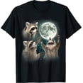 thumbnail image 1 of Velto | 3 Racoons Howling At Moon Weird Cursed Unisex T-Shirt All Size S-5XL, 1 of 5