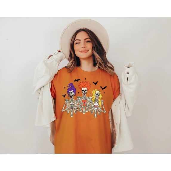 Velto 3 Witch Skeletons Shirt, It's Just a Bunch of Hocus Pocus Shirt, Hocus Pocus Shirt, Hocus Pocus Tee, Dancing Skeleton, Hocus Pocus T-Shirt All Size S-5XL