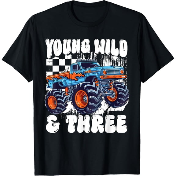 Velto 3rd Birthday Monster Truck Wild And Three 3 Year Old T-Shirt All Size S-5XL