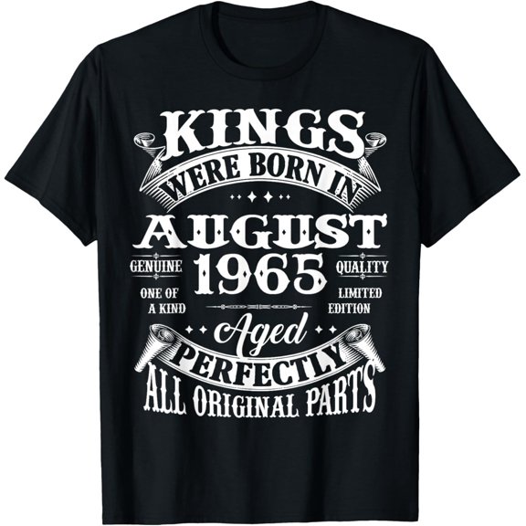 Velto 60th Birthday Gift Kings Born In August 1965 60 Years Old T-Shirt All Size S-5XL