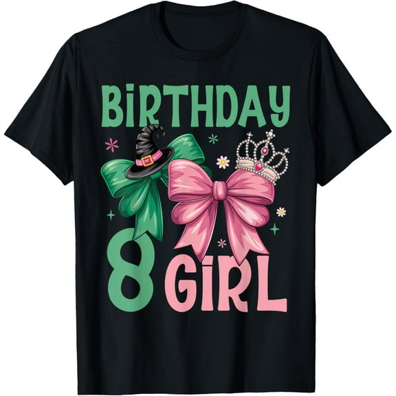Velto 8Th Birthday Witch Pink And Green 8 Year Old Birthday Girl T-Shirt All Size S-5XL