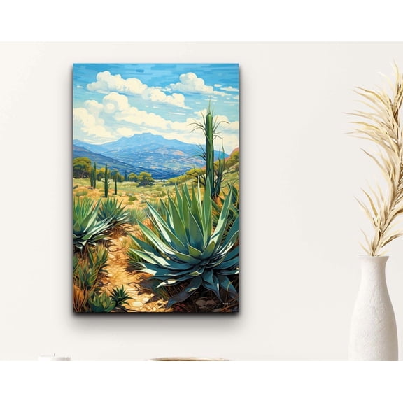Velto A Bunch Of Agave In The Desert In Style Wall Art Canvas, 12x16 UNFRAMED