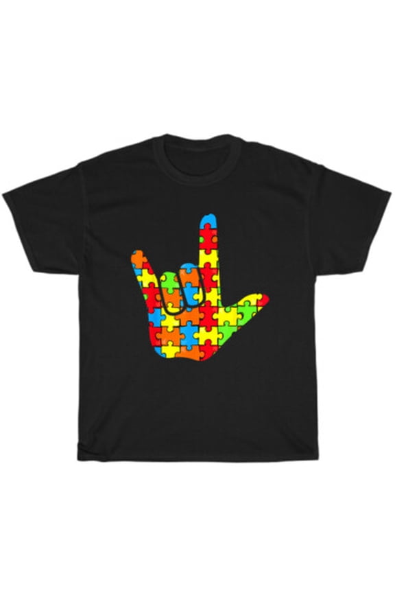 ASL Love Sign Language Autism Awareness Month Supporter T-Shirt Unisex Tee Gift All Size S-5XL