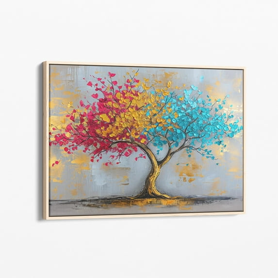 Velto Abstract Blossom Tree Canvas Print | Blooming Colorful Tree | Plant Floral Artwork | Landscape Bohemian Wall Decor | Abt2 Canvas, 12x18 UNFRAMED