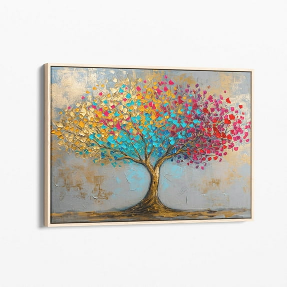 Velto Abstract Blossom Tree Canvas Print | Blooming Colorful Tree | Plant Floral Artwork | Landscape Bohemian Wall Decor | Abt8 Canvas, 8x10 UNFRAMED