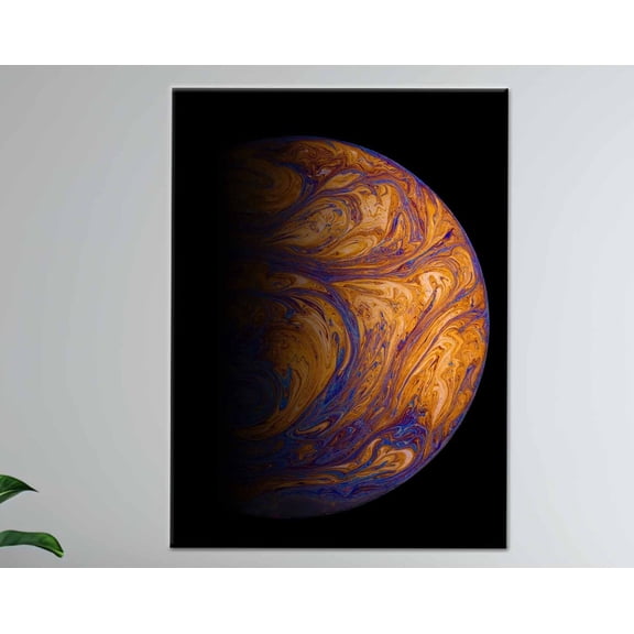 Velto Abstract Earth Wall Art, Orange Space Landscape, Contemporary, Modern Living Room And Office Decor