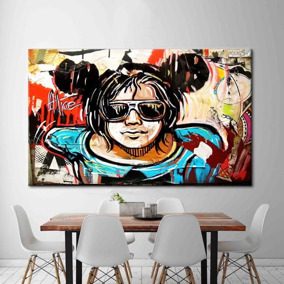 Velto Abstract Girl Art, Girl Graffiti Wall Art, Girl Graffiti Wall Art, Girl Street Wall Decor, Graffiti Art Canvas, 16x24 UNFRAMED