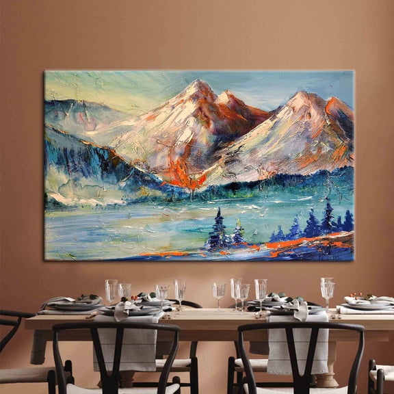 Velto Abstract Mountain Painitng, Nature View Landscape Art Canvas, View Art, Nature Landscape Wall Decor, Mountain View Wall Decor, 16x24 UNFRAMED