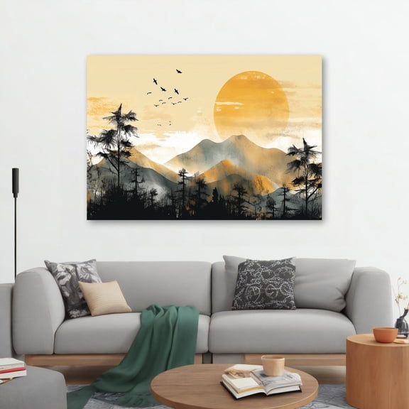 Velto Abstract Mountain View Canvas Art, Sunrise Landscape Wall Decor, Perfect Housewarming Gift Canvas, 8x12 UNFRAMED