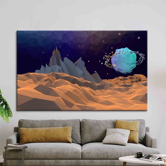 Velto Abstract Space Art, Milky Way Art, Mountain Canvas, Starry Sky Art, Sky Canvas, Abstract Planet Space Artwork, Cosmos Canvas, 8x10 UNFRAMED