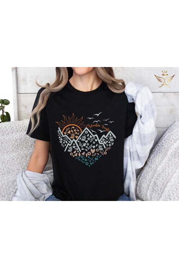Adventure Graphic Tshirt Camping Hiking Mountain Inspired Travel Vacation Outfit Nature Lover Design, Full Size S-5XL