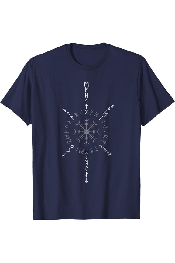 Aegishjalmur Helm of Awe Viking Runes Odin Elder Futhark T-Shirt All Size S-5XL