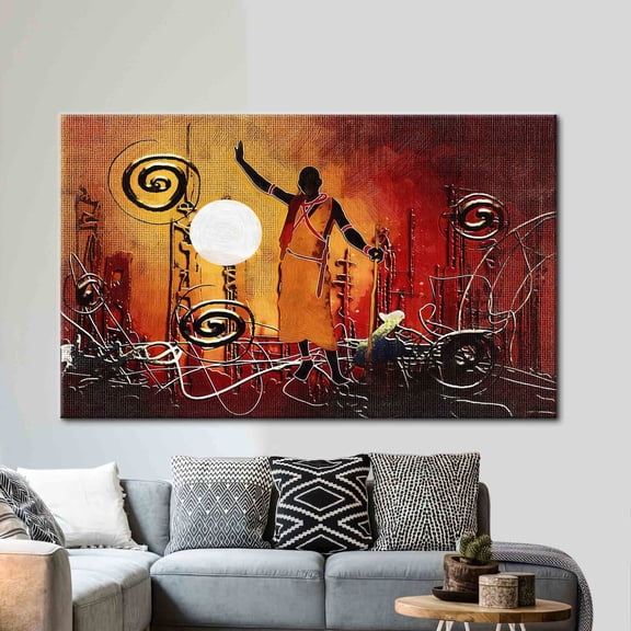 Velto African Man, African Man Canvas, Abstract Canvas Art, Moon Landscape Artwork, Abstract Moon Art Canvas, African Canvas, 12x18 UNFRAMED