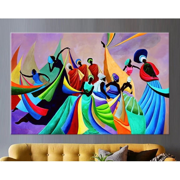 Velto African Woman Wall Decor, African Canvas Art, Colorful Ethnic Abstract Artwork, Woman Dancers Canvas, 8x10 UNFRAMED