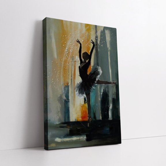 Velto Among The City Lights: Ballerina Canvas Art - Romantic Wall Decor For Valentine'S Day Canvas, 8x10 0.75-Inch Pine Wood Frame