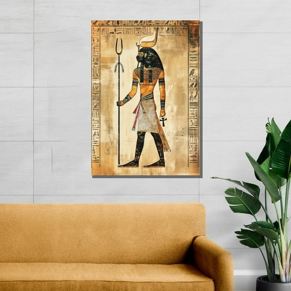Velto Ancient Egyptian God Canvas, Hieroglyphic Wall Art With Mythological Theme For Study Or Living Room, Cultural History Art Gift Canvas, 8x10 UNFRAMED
