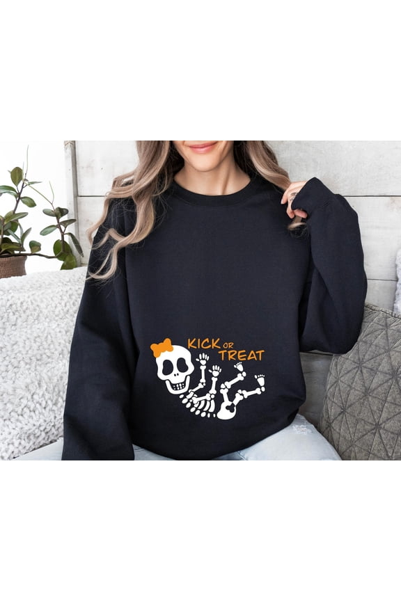 Announcement Sweatshirt, Skeleton Happy Holiday Sweater, Fall New Mom Sweater, Kick or Treat, Happy Holiday Sweater All Size S-5XL