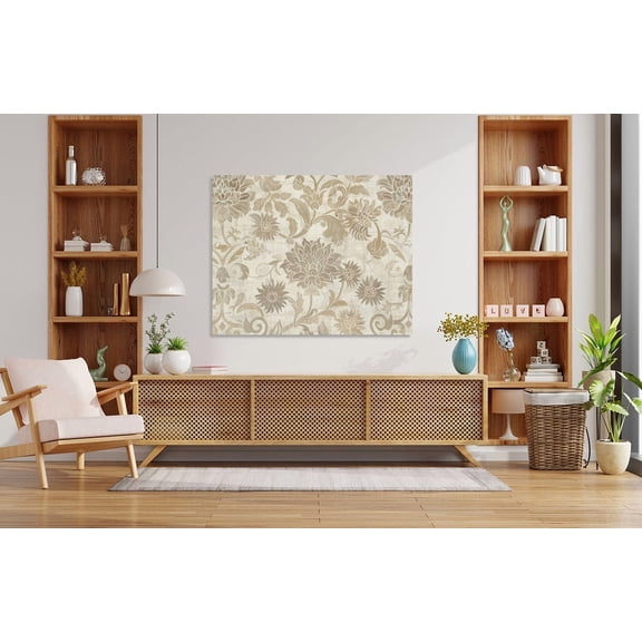 Velto Antique Floral Muted Pattern, Accent Wall Art, Vintage Flower Art, Rustic Countryside, Elegant Wall Decor Canvas, 8x10 0.75-Inch Pine Wood Frame