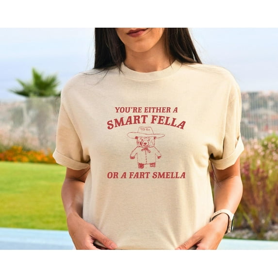 Velto Are You A Smart Fella Or Fart Smella? Retro Cartoon T Shirt, Weird T Shirt, T Shirt, Trash Panda T Shirt, Unisex All Size S-5XL