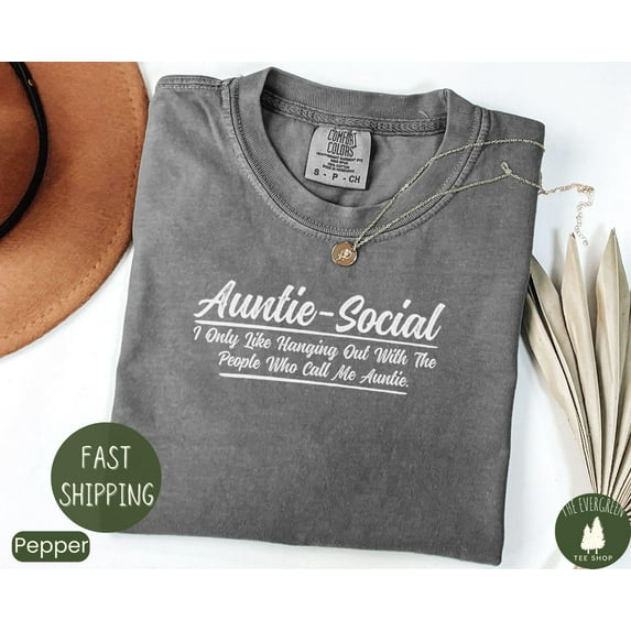 Velto Auntie Social Graphic Tshirt Pregnancy Announcement Inspired Casual Outfit Birthday Gift For Relatives Fullsize S-5XL Shirt