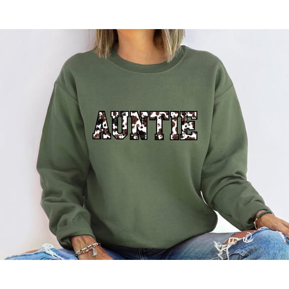 Velto Auntie Sweatshirt, Buffalo Plaid Auntie Sweatshirt, Cow Pattern Auntie , Western Aunt Sweatshirt, Auntie to be Sweatshirt, Aunt Gift All Size S-3XL