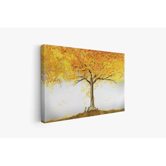 Velto Autumn Fox Under Golden Tree: Stunning Seasonal Canvas, Unique Gift For Nature Lovers Canvas, 12x16 UNFRAMED