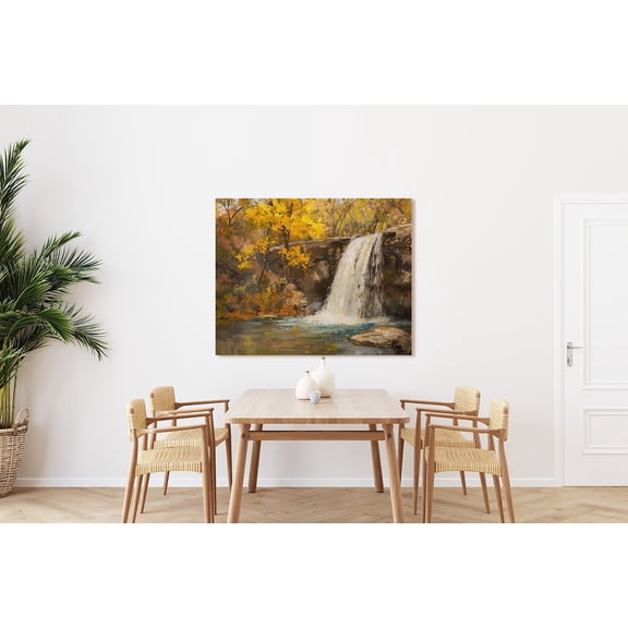 Velto Autumn Waterfall, Fall Colors Scenery, Nature And Landscape Art Canvas, 8x12 UNFRAMED