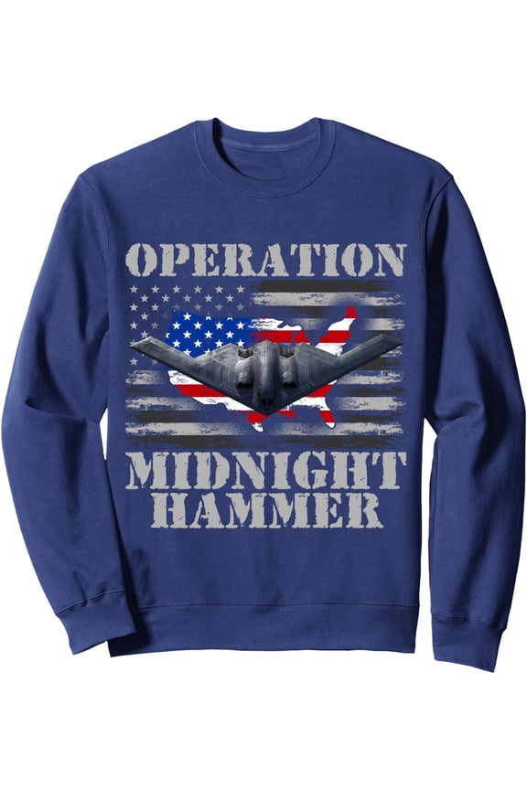 B-2 Stealth Jet Operation Midnight Hammer Design Unisex Crewneck Sweatshirt All Size S-5XL