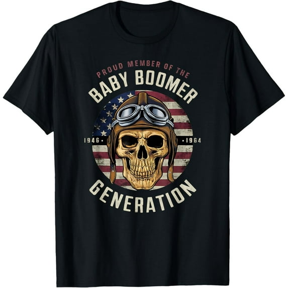 Velto Baby Boomer Skull Patriotic T-Shirt Gifts 1946-1964 T-Shirt All Size S-5XL