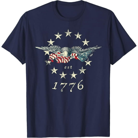 Velto Bald Eagle Flag Vintage 1776 T-Shirt All Size S-5XL