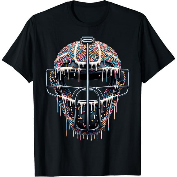 Velto Baseball Catcher Mask Ice Cream Dripping Baseball Fan Boys T-Shirt All Size S-5XL