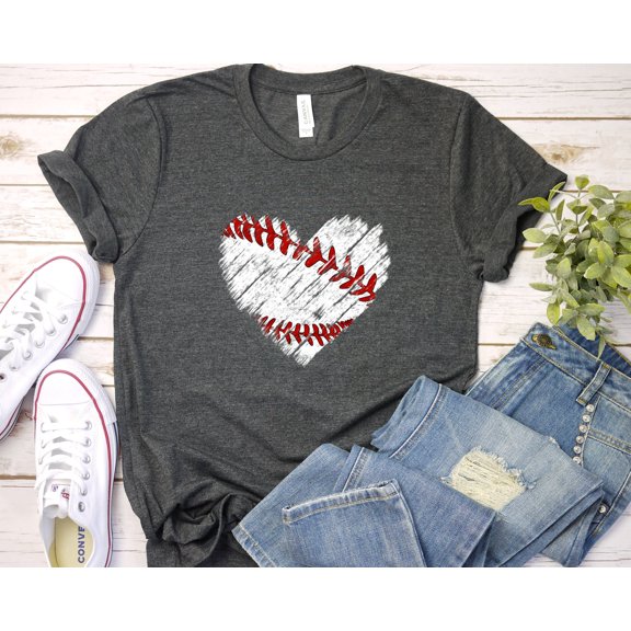 Velto Baseball Distress Heart Shirt, Baseball Shirt, Baseball Mom Shirt, Baseball Heart Shirt, Baseball Sublimation Shirt, Sports Mom Shirt All Size S-5XL