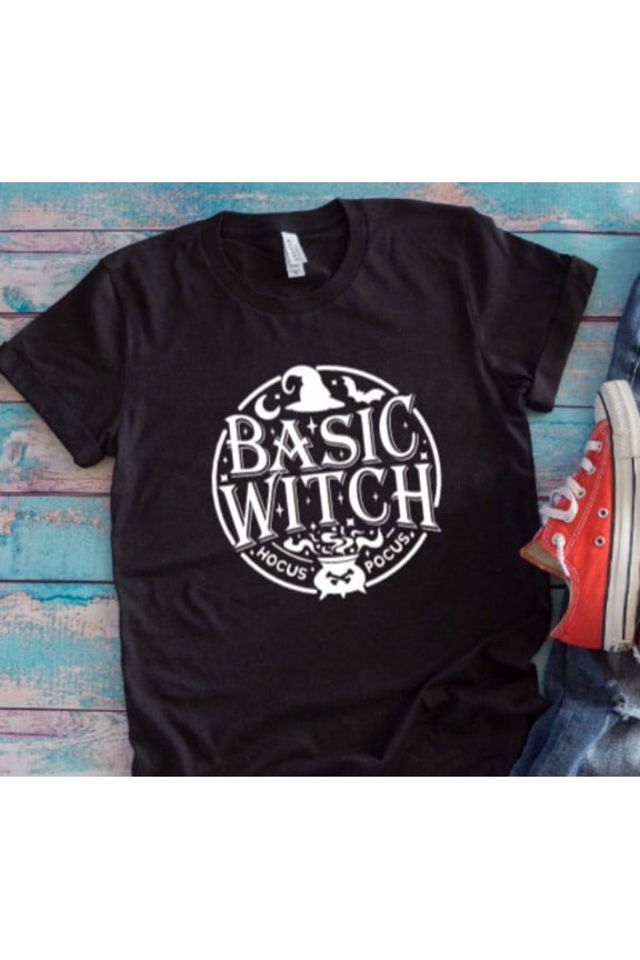 Basic Witch,, Black, Unisex Short Sleeve T-shirt All Size S-5XL