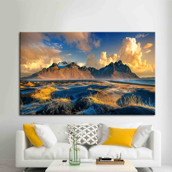 Velto Beautiful Cloudy Canvas, Mountain Canvas, Nature Landscape Canvas, Landscape Art, Sky Landscape, View Canvas, 12x18 0.75-Inch Pine Wood Frame