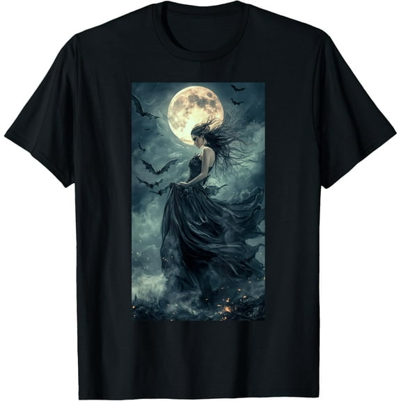 Velto Beautiful Witch Gothic Fantasy Vampire Moonlight T-Shirt All Size S-5XL