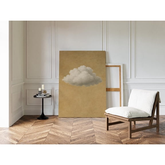 Velto Beige Cloud Canvas, Minimal Neutral Sky Wall Art, Calm Aesthetic Living Room Decor, SIZE 8x10 INCLUDE Pine Wood Frame 1.25-Inch