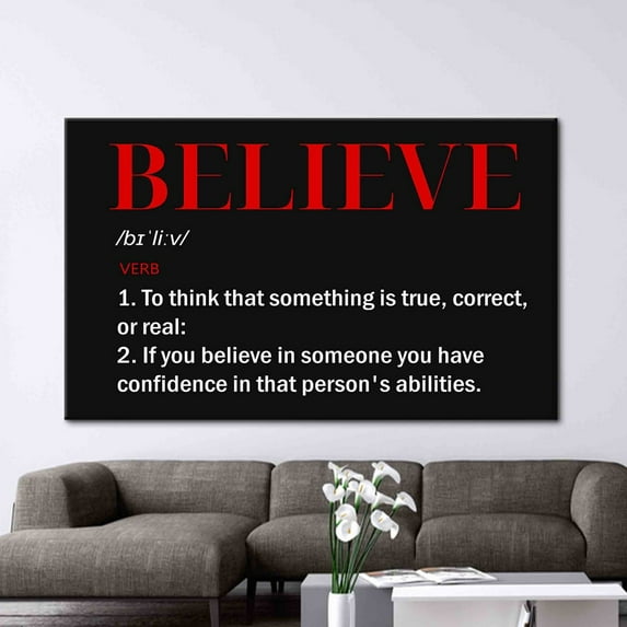 Velto Believe Definition Believe Canvas, Motivational Canvas, Positive Canvas, Success Canvas, Quote Artwork, Workplace Art Canvas, 8x10 UNFRAMED