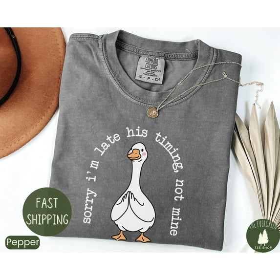 Velto Bible Verse Graphic Tshirt Sorry I’m Late Quote Religious Outfit Minimalist Goose Inspired Casual Wear Fullsize S-5XL Shirt
