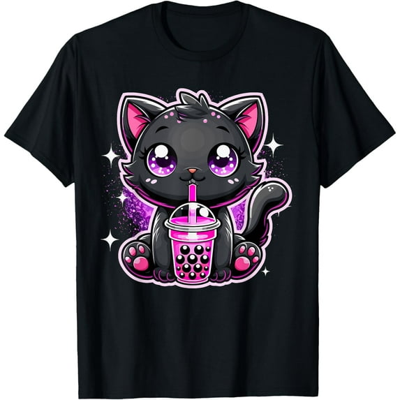 Velto Black Cat Bubble Tea Boba Tea T-Shirt All Size S-5XL
