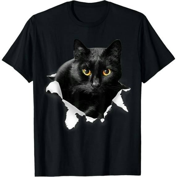 Velto Black Cat Torn Cloth Gifts For Cat Lover, Cat Dad, Cat Mom T-Shirt All Size S-5XL